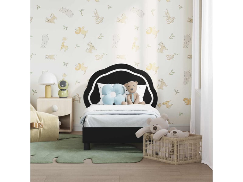  Lit simple- lit adulte -  cadre de lit pour tout-petit avec tête de lit noir 70 x 140 cm  - Conforama B