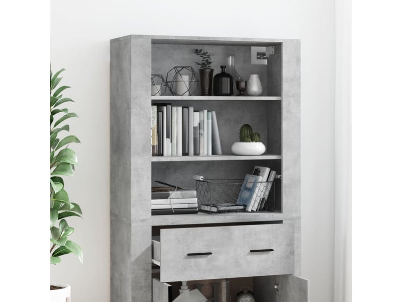  Buffet haut - bahut - meuble de rangement gris béton bois d'ingénierie  - Conforama D