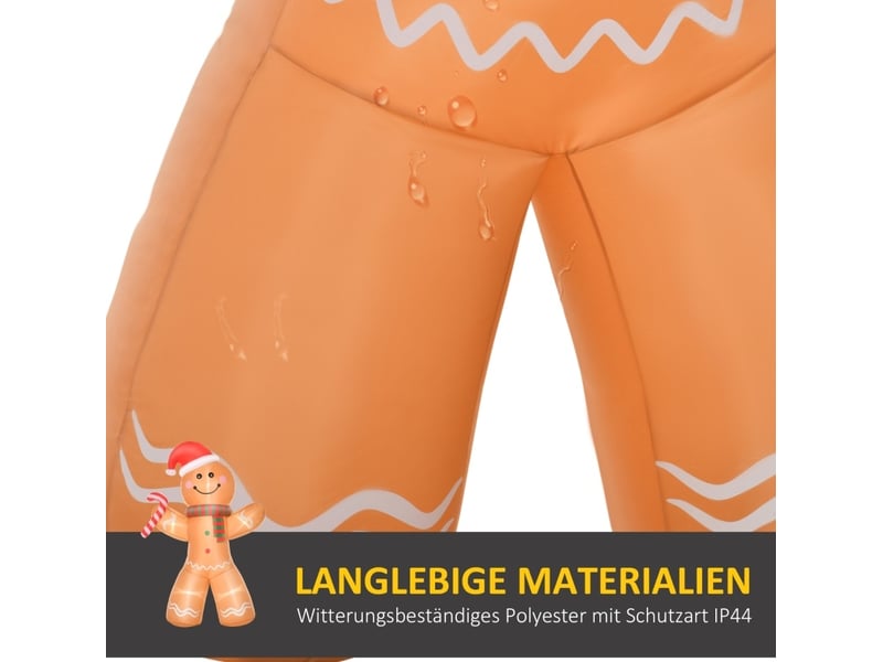  Décoration de noël gonflable bonhomme en pain d'épices 170 x 65 x 240 cm jaune en polyester avec led  - Conforama E