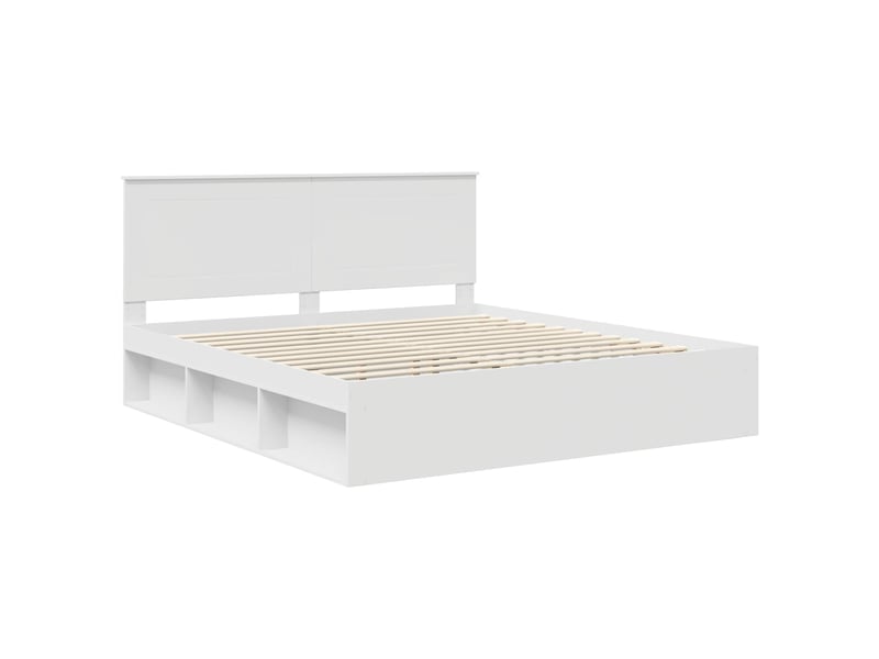 Lit double- lit adulte - cadre de lit blanc 200 x 200 cm bois de pin massif - Conforama C