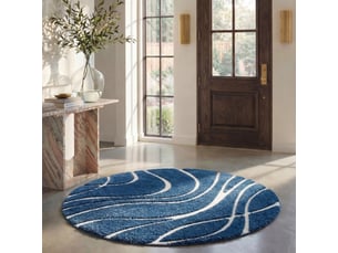 Tapis en polypropylène bleublanc, 122 cm