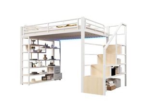 Lit mezzanine 140x200 cm <strong></strong>  <strong>Radiant Stride</strong> coloris blanc