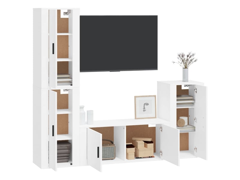 Ensemble de meubles tv 4 pcs blanc bois d'ingénierie shl87613  - Conforama C