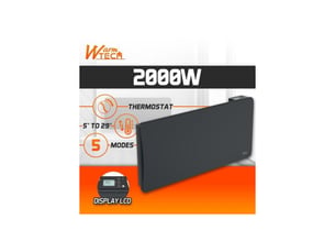 Radiateur inertie ceramique mural noir wtzeus20-n 2000w ip24 thermostat lcd