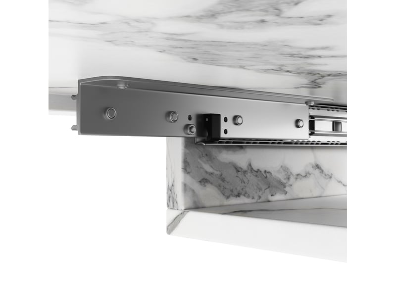  Ensemble table à manger extensible 120x80x66,1 cm avec 4 chaises mdf métal blanc et gris  - Conforama D