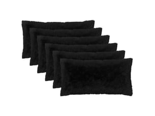 Lot de 6 coussins avec oreiller, coussins décoratifs heerlen noir fleece pv cf50864