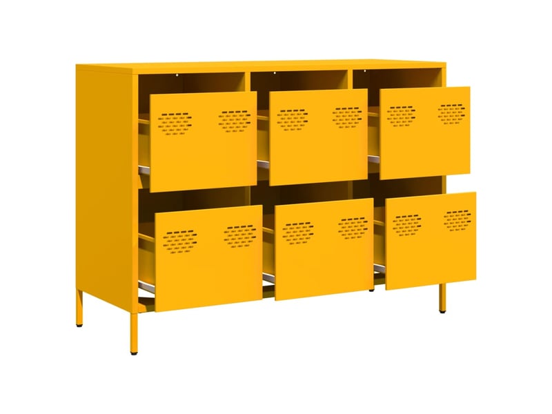  Buffet - bahut - meuble de rangement jaune moutarde 101,5x39x73,5 cm acier laminé à froid  - Conforama D