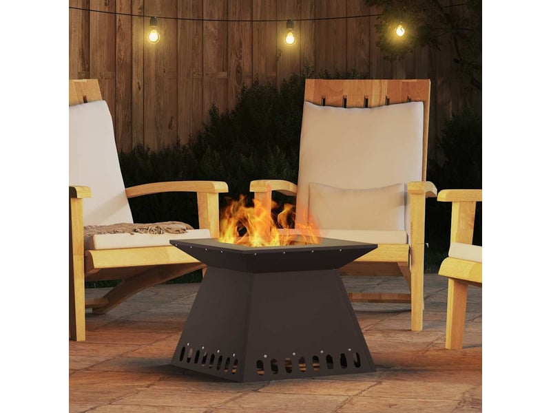  Brasero exterieur, foyer camping noir 48x48x40 cm acier patiné  - Conforama D