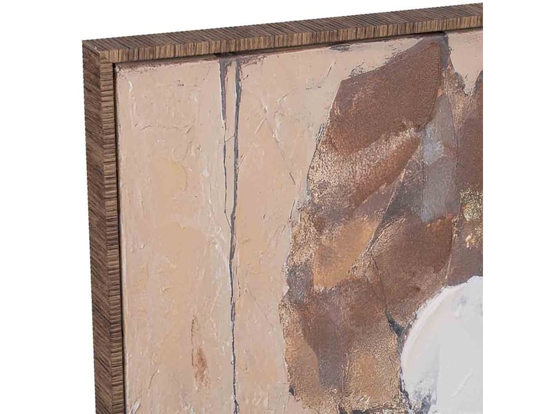  Tableau peint à la main avec cadre en bois orange 143x4x73h cm  - Conforama E