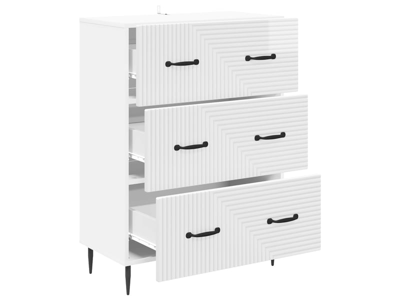  Armoire de rangement bureau, armoire à tiroirs blanc brillant 66 x 34,5 x 89,5 cm  - Conforama E