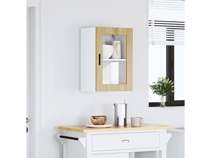  Armoire murale de cuisine et porte en verre porto chêne sonoma shl4384  - Conforama B