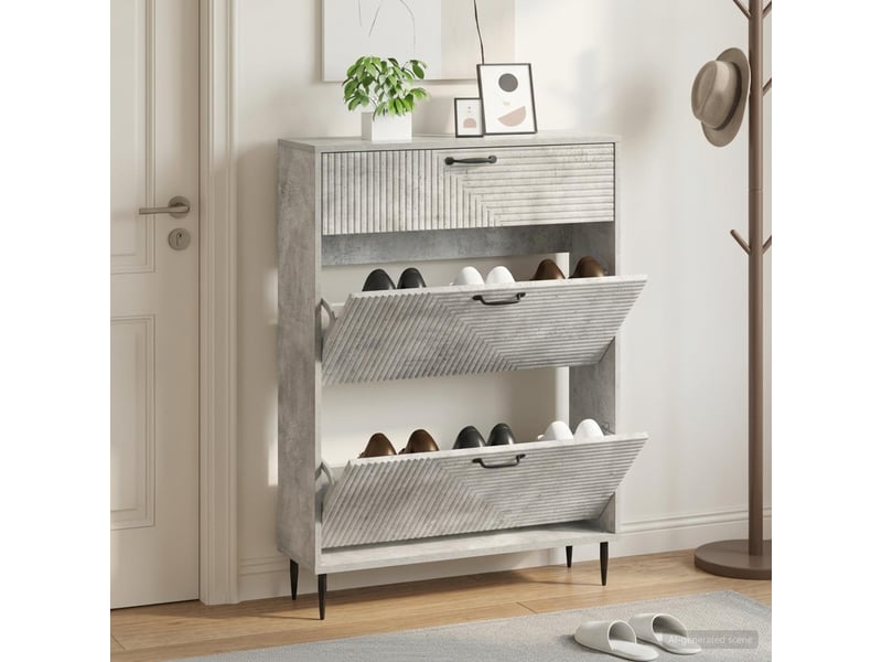  Meuble à chaussures, armoire à chaussures haarlem 78x24x103 cm bois d'ingénierie shl2171  - Conforama B