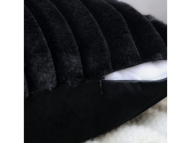  Taie d'oreiller en velours,50 x 50 cm,housse simple face,velours,noir,deux  - Conforama E