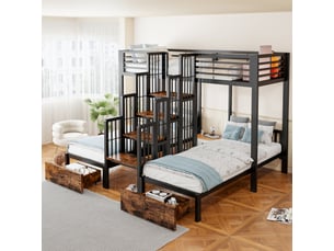 Lit superposé 90x200 cm <strong>MODERNLUXE</strong>  <strong></strong> coloris noir
