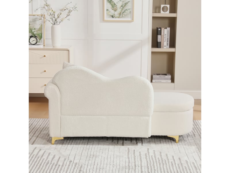  Méridienne avec rangement chaise longue d'intérieur tissu bouclette fauteuil relax moderne  - Conforama E