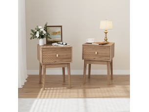 Lot de 2 tables de chevet 40x40x55 cm avec tiroirs, coloris chêne