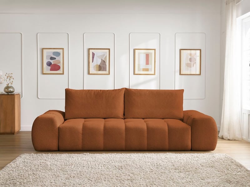 Bobochic canapé droit fixe 3 places everest tissu chiné orange EVEREST - Conforama D
