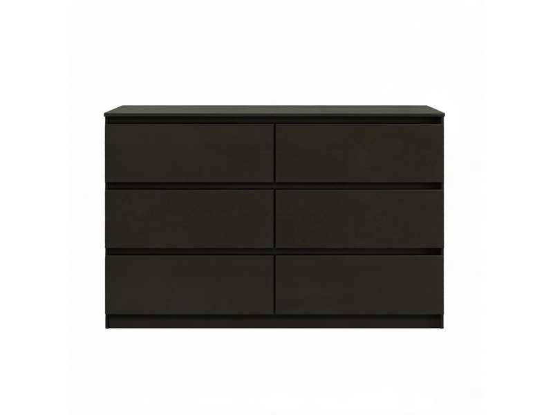  Commode avec 6 tiroirs 120 x 75 x 40 cm – noir – meuble de rangement sans poignées pour salon, chambre et entrée  - Conforama D