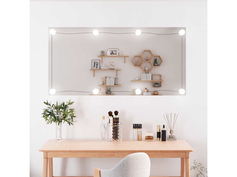 Miroir mural avec lumières led 50x100 cm verre rectangulaire cf62823 - Conforama B