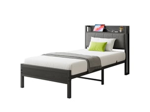 Lit simple 90x200 cm <strong>MIVRAY </strong>  <strong></strong> coloris noir
