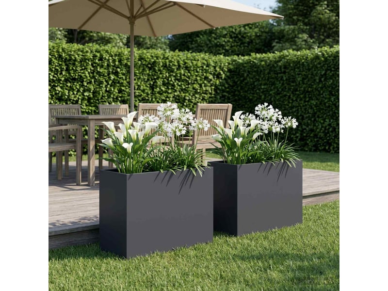  Jardinière - cache-pot de jardin 2 pcs anthracite 60 x 30 x 50 cm  - Conforama B