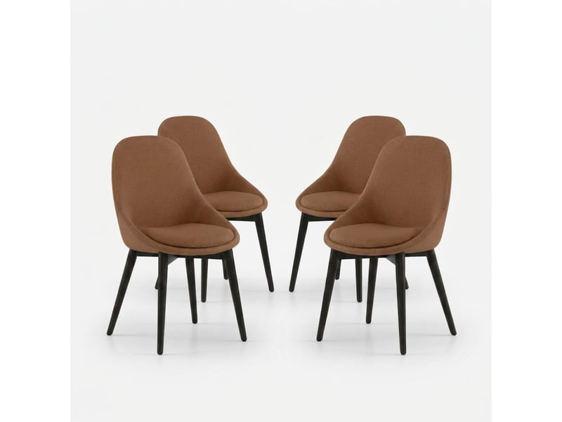  Lot de 4 chaises de salle à manger rembourrées en tissu delphi - rouiller  - Conforama A