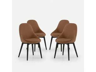 Lot de 4 chaises de salle à manger rembourrées en tissu delphi - rouiller
