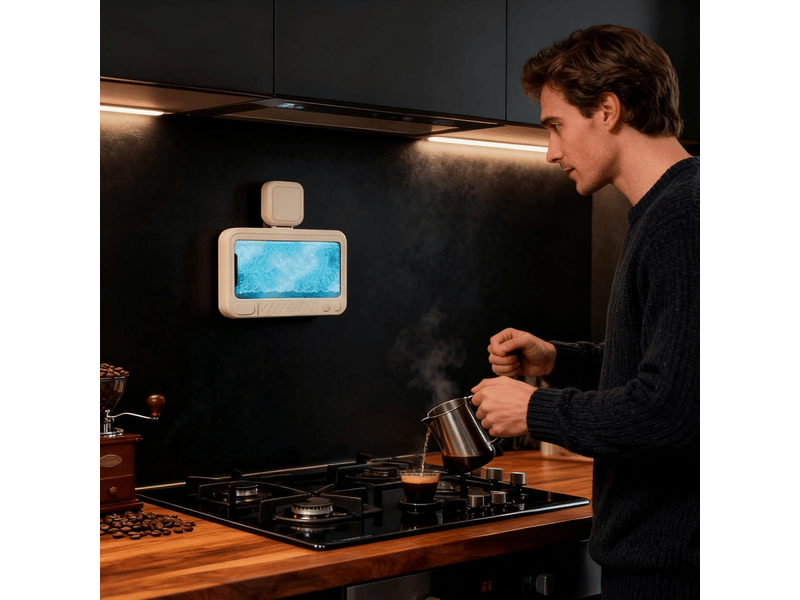 Porte-téléphone salle de bains étanche | porte-téléphone murale à ventouse avec haut-parleur, support de smartphone de douche ultra-mince - Conforama C