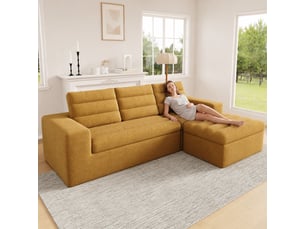 Canapé droit convertible <strong></strong> <strong></strong> 4 places Tissu orange