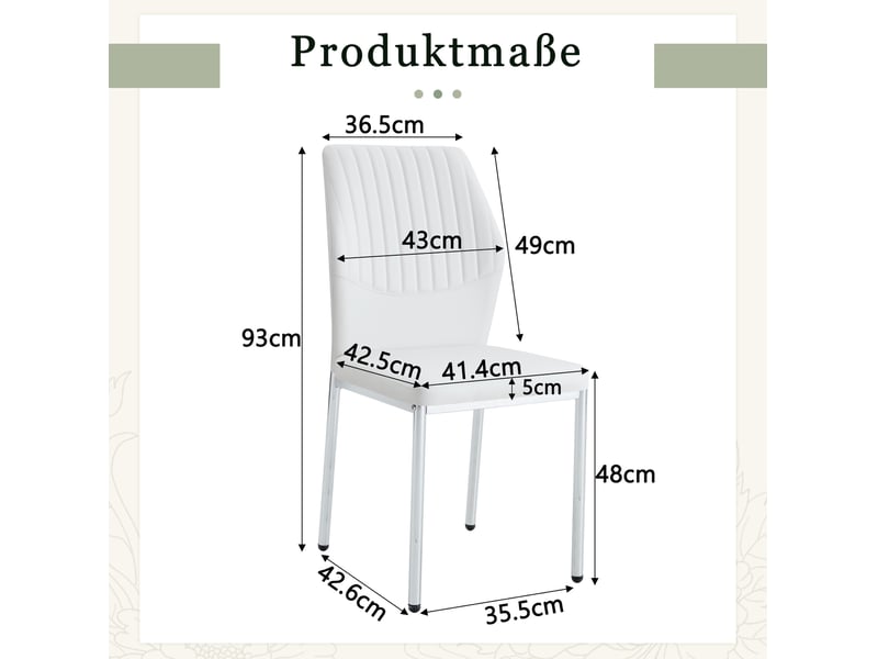  Lot de 4 chaises de salle à manger en similicuir blanc et métal argenté  - Conforama C