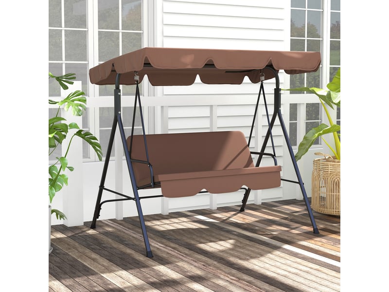  Balancelle de jardin 3 places, toit reclinable, structure acier anti-corrosion, coussin 6 cm, 200 kg, 172 x 110 x 153 cm  - Conforama B