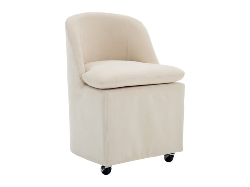 Chaise rembourrée chenille beige (lot de 2) - roulettes universelles - sans accoudoirs - housse amovible  - Conforama A