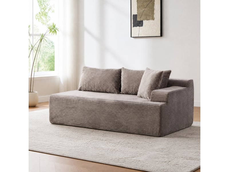  Canapé modulaire 2 places en chenille gris avec chaise longue  - Conforama D