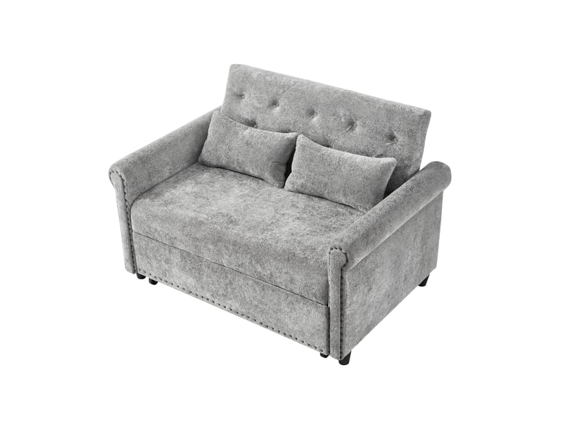  Canapé-lit tcqpz 2 places 120 x 80 x 82 cm convertible 3 en 1 en chenille gris  - Conforama A