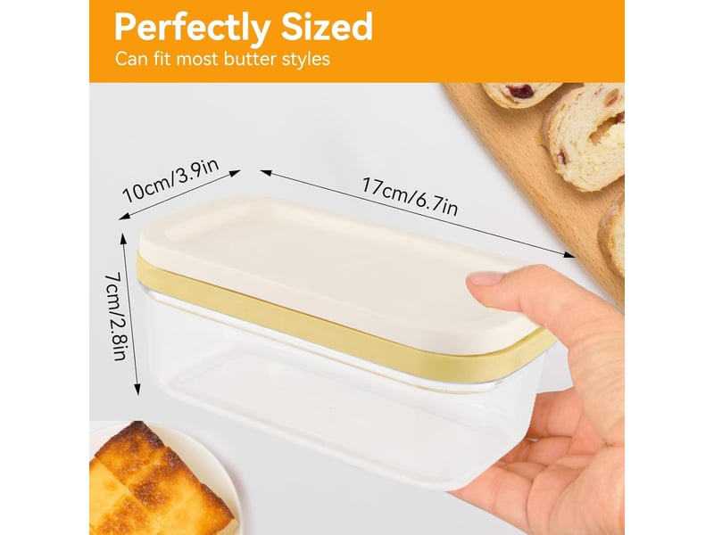  Beurrier en plastique- 17x10x7cm, boîte à beurre avec couvercle et filet de coupe récipient pour beurre récipient à beurre transparent 2 en 1 boîte h GSO-000621 - Conforama B