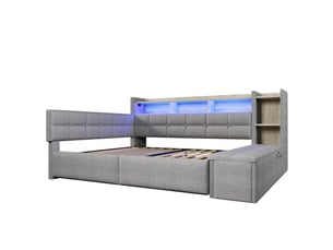 Lit banquette 140x190 cm <strong></strong> <strong></strong> coloris gris