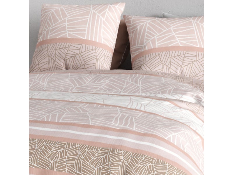  Parure housse de couette 240x220cm + 2 taies motif graphique rose 100% coton - trishia TRISHIA - Conforama D