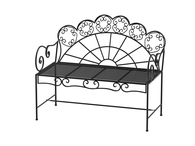 Banc de jardin 2 places en métal 107 x 55,5 x 90,5 cm – noir – résistant aux intempéries pour extérieur - Conforama A