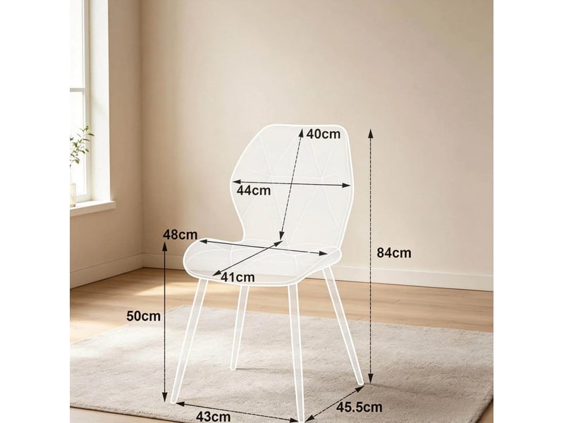  Lot de 4 chaises de salle à manger 41x48x84 cm dossier incurvé métal beige  - Conforama E