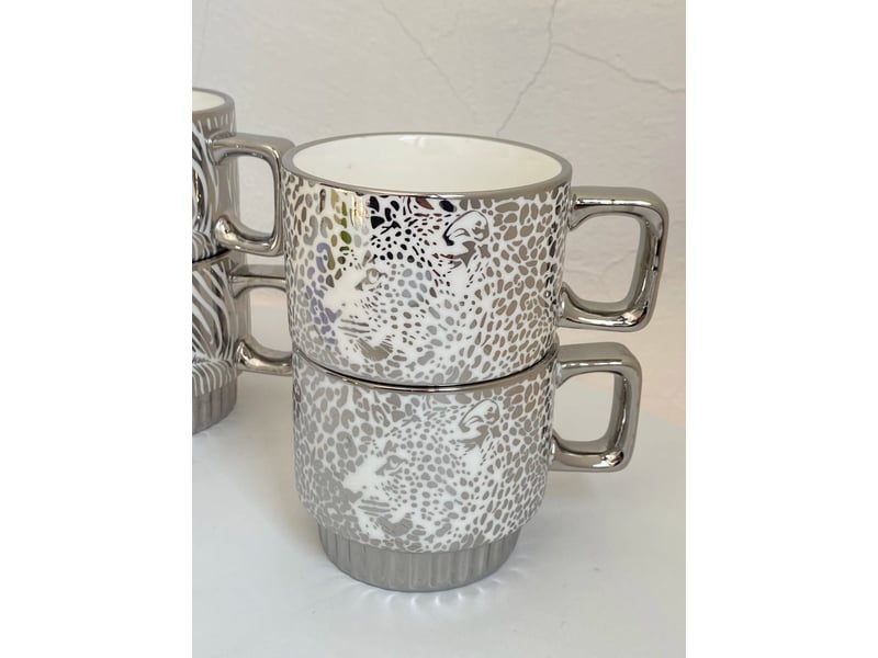  Mug en acier inoxydable, motif zèbre, argenté, 350 ml  - Conforama E