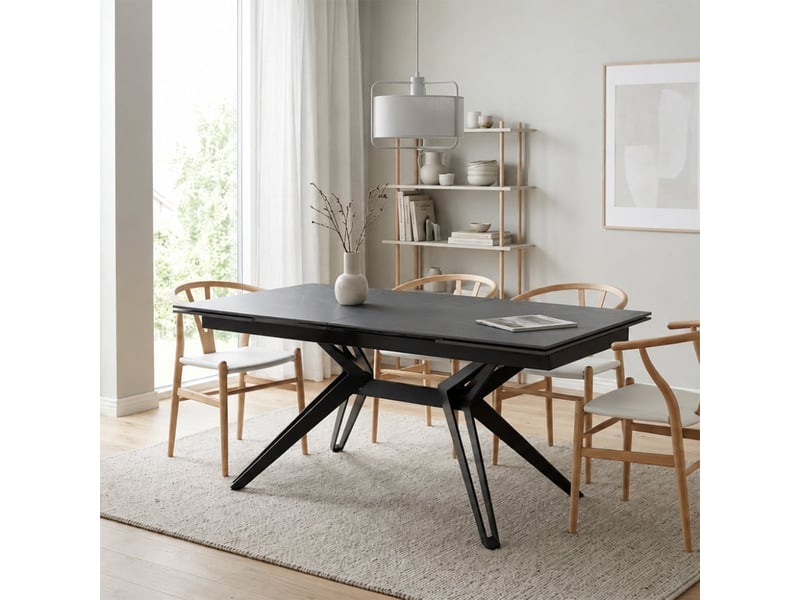 Table extensible en céramique et métal 160240x90 iulius - gris - marbre calacatta - Conforama D