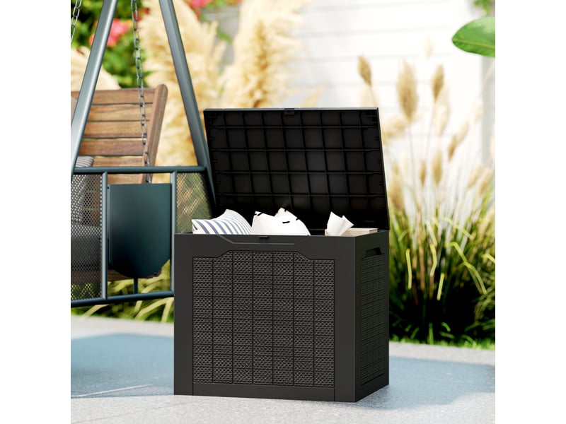  Coffre de rangement extérieur 93l avec poignées encastrées 56 x 41 x 50 cm noir  - Conforama C