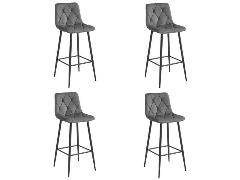 Family hoker nado - velours gris foncé pieds noirs x 4  - Conforama A