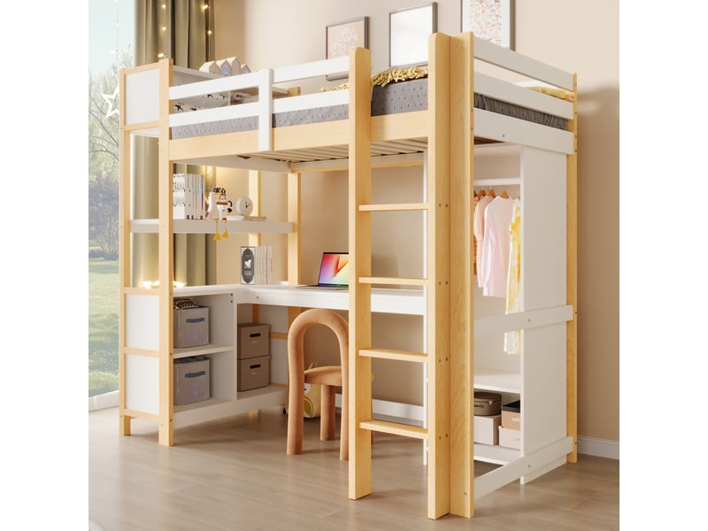 Lit superposé en pin naturel 90x200 cm - Conforama B