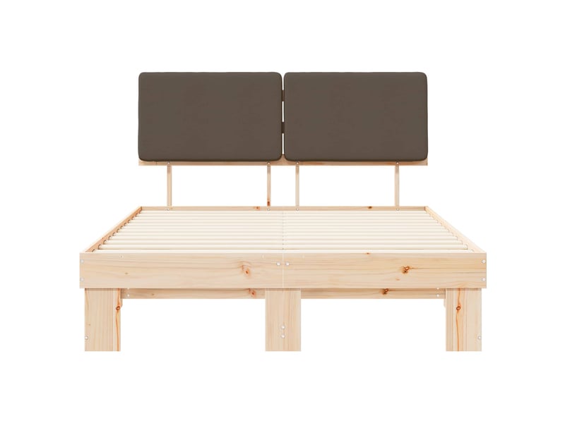 Lit double- lit adulte - cadre de lit avec tête de lit rembourrée taupe 135 x 190 cm - Conforama D