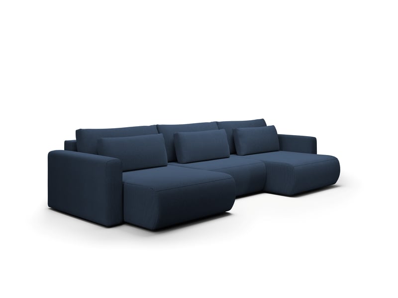  Canapé d'angle convertible 5 places welly u bleu  - Conforama A