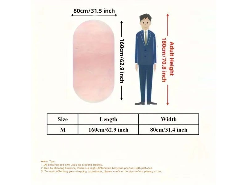 Tapis ovale épais et moelleux, tapis de chambre à coucher, tapis de chevet antidérapant et moelleux, 80 x 160 cm  - Conforama B