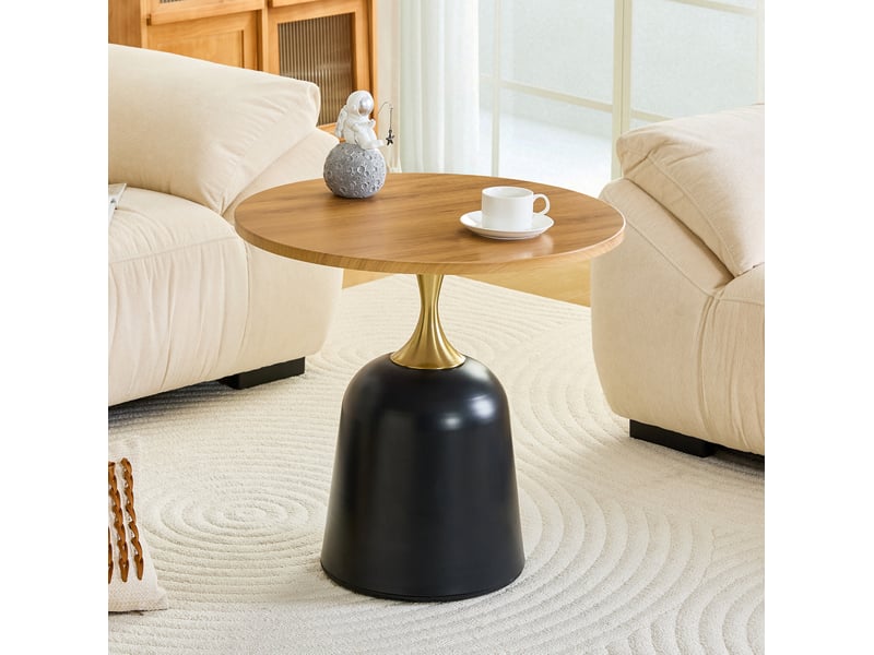  Table d'appoint ronde ø 60 cm en mélaminé avec structure en métal effet bois chicfurn  - Conforama C