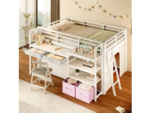Lit mezzanine 140x200 cm HOMVRA   coloris blanc
