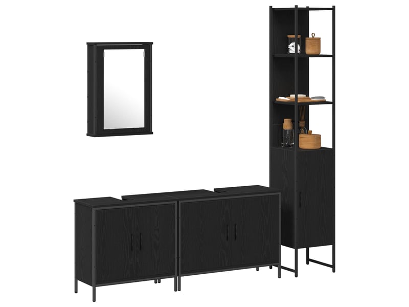 Ensemble de mobilier de salle de bain 4 pièces noir cf64558  - Conforama C